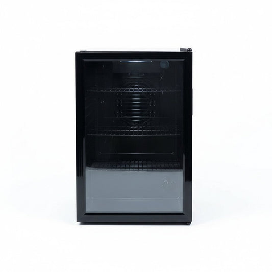 Compacte flessenkoelkast 115L – Glazen deur – Zwart