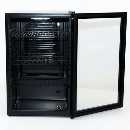 Compacte flessenkoelkast 115L – Glazen deur – Zwart