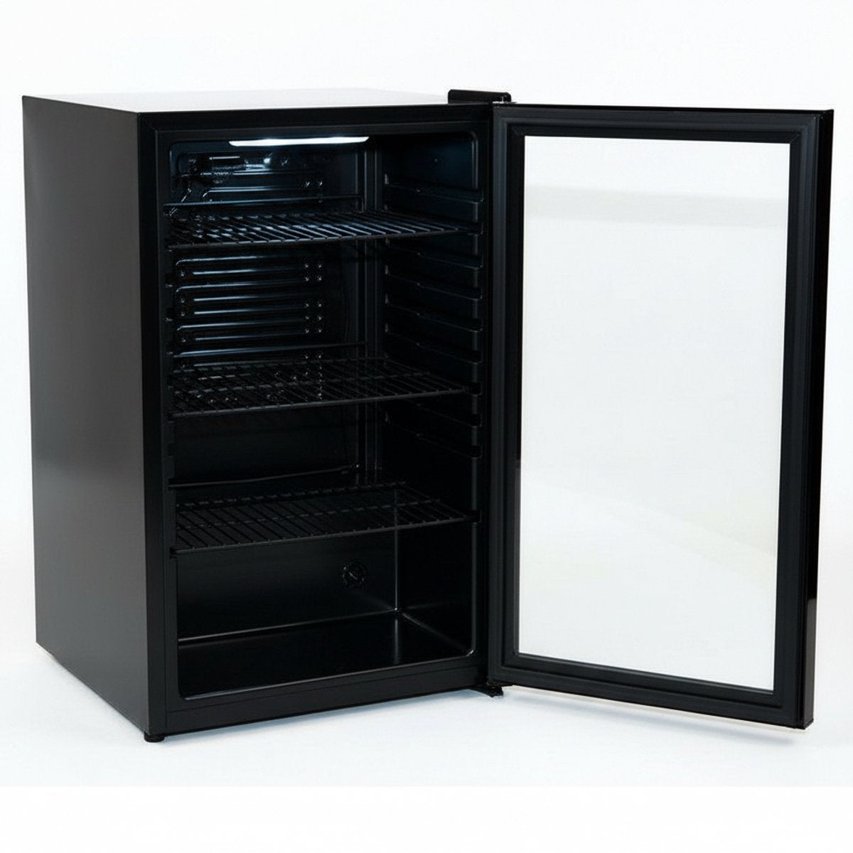 Compacte flessenkoelkast 115L – Glazen deur – Zwart