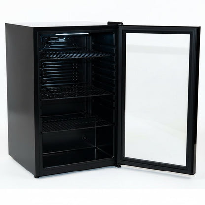 Compacte flessenkoelkast 115L – Glazen deur – Zwart