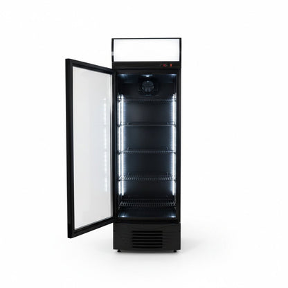 Flessenkoelkast 278L – Glazen deur – Zwart