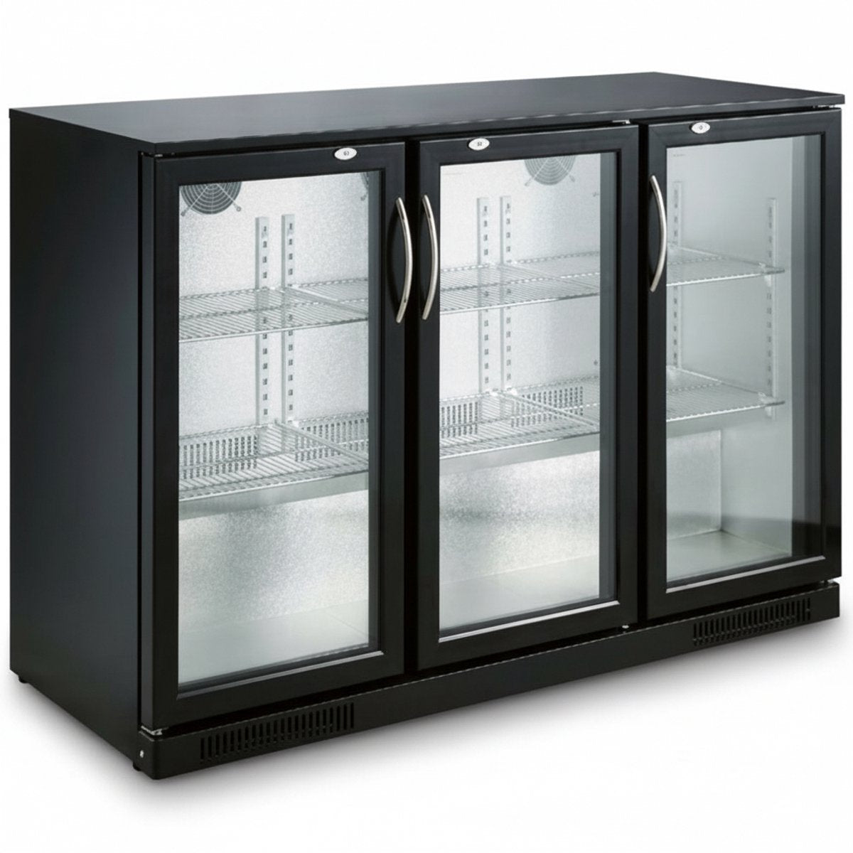 Koelkast voor achterbar 320L – 3 glazen deuren – zwart